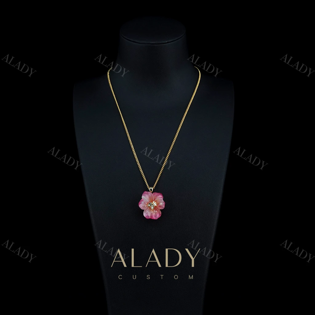 合金合成锆石吊坠 【桃你欢心】糖果小花简约精致款吊坠项链