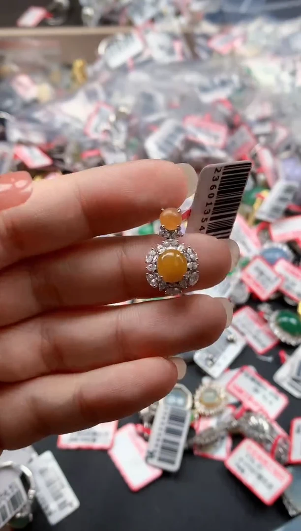 银S925镶嵌戒指翡翠天然A货缅甸翡翠