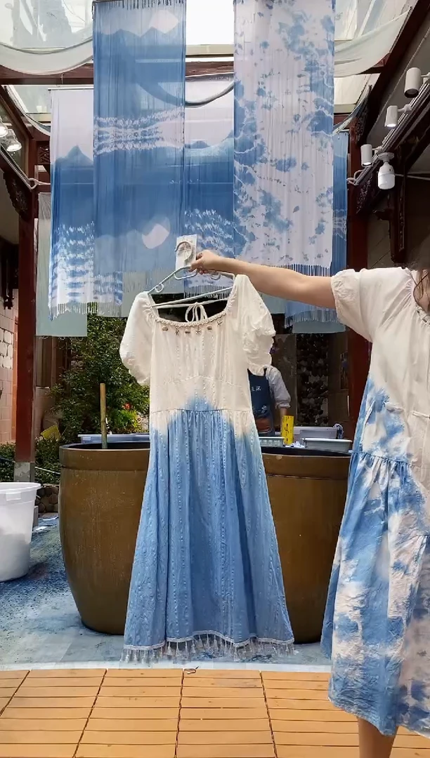 云浅蓝深 扎染服装   077