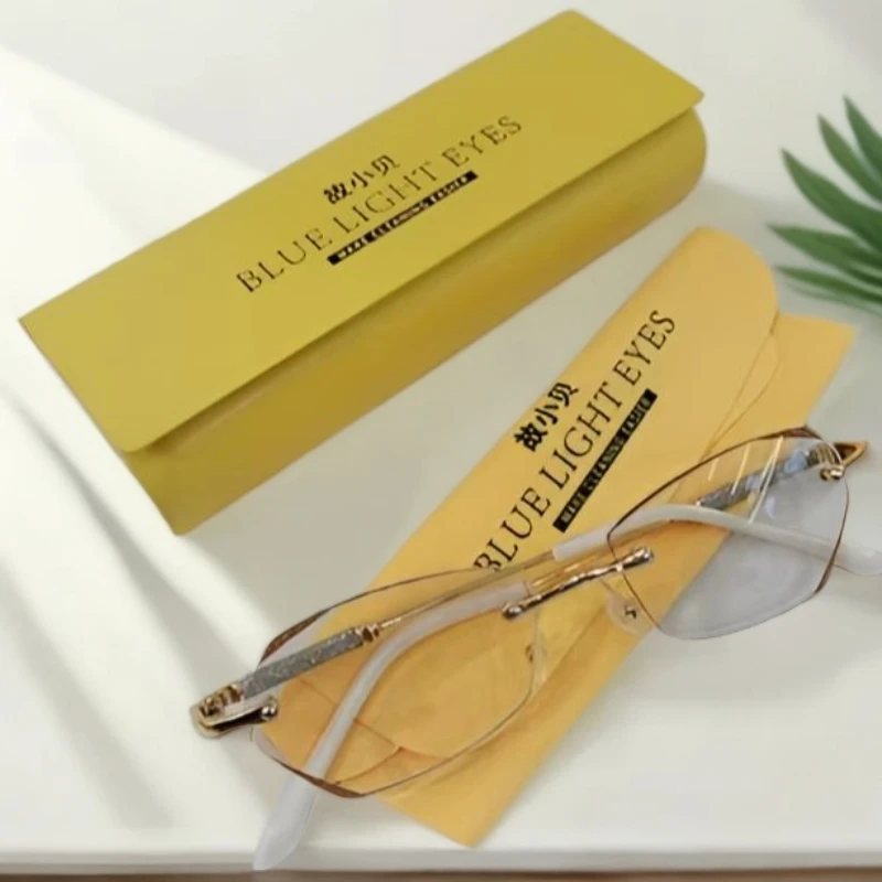 护眼防蓝光防紫外线变色老花镜半框时尚无边框无框镜片礼盒