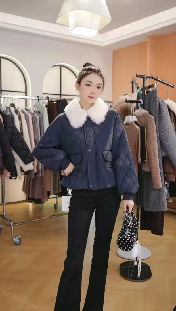 Z8770新款时尚加厚拼接短款秋冬时尚休闲长袖外套女