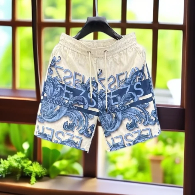 娜罗普西时尚潮牌印花短裤男新款夏季青年修身五分裤男士休闲中裤