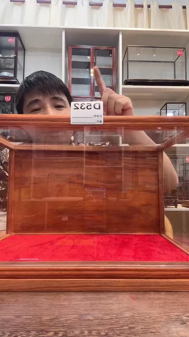 花梨木类前开门玻璃柜532