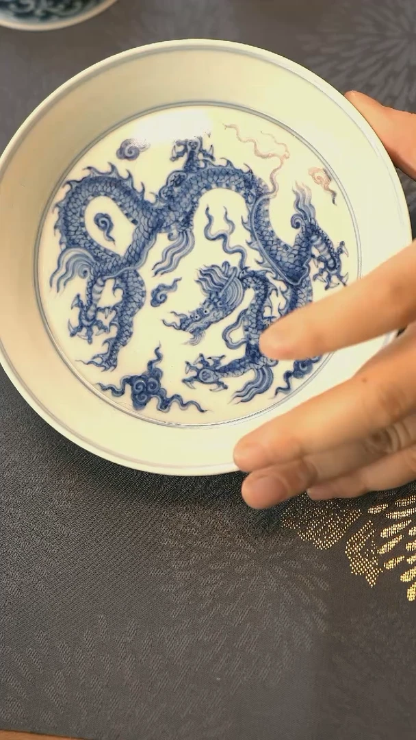 中式仿明青花云龙纹壶承