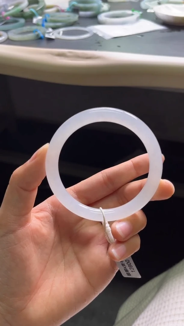 未镶嵌手镯定制翡翠纯纯白冰57-60「定制不退不换」