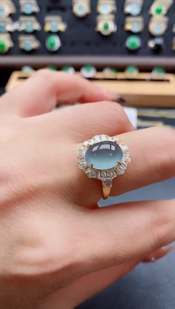 银S925镶嵌戒指翡翠1