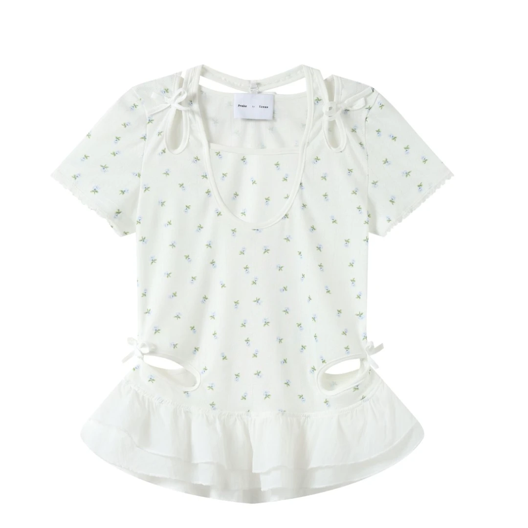 丿未BALLETCORE挂脖两穿T恤