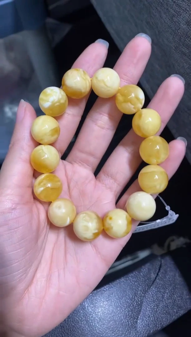 未镶嵌蜜蜡裸石手串15mm+