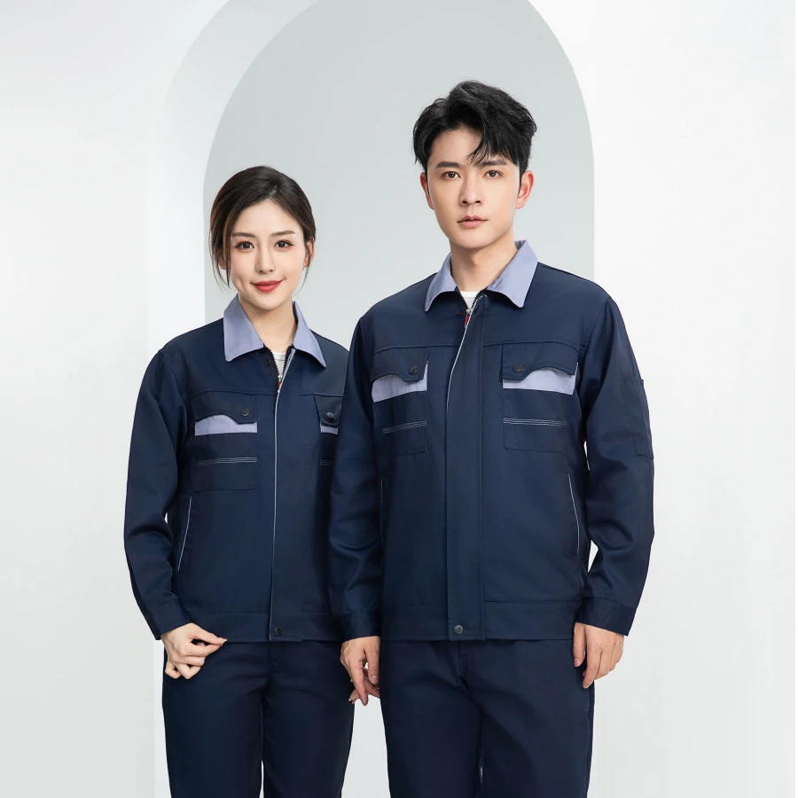 春秋涤棉深色工作服套装耐磨耐脏工厂车间汽修不起毛劳保服可定制