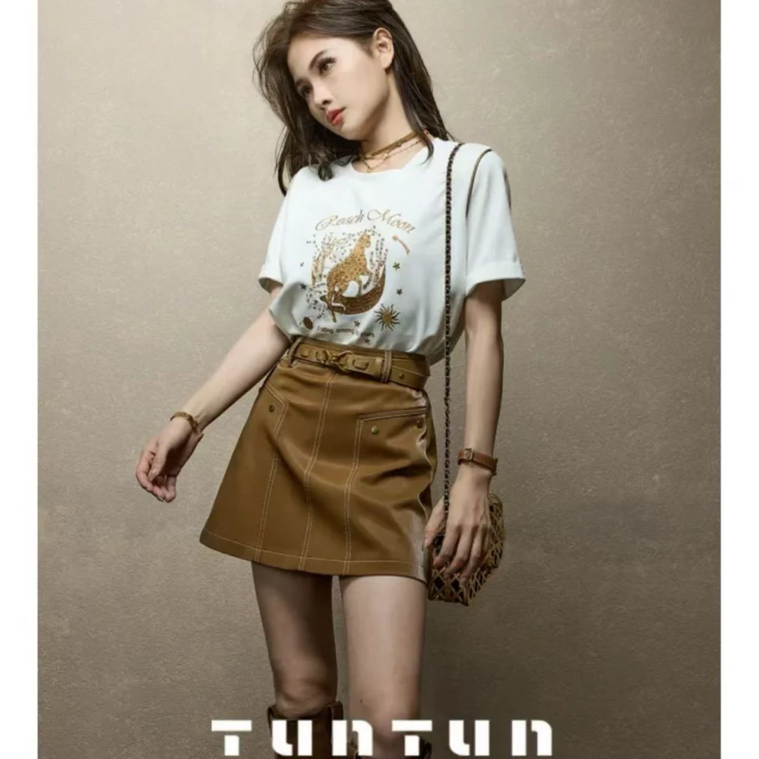 吞吐服饰春秋【月球计划】落在星辰精致绣花图案时尚休闲T恤