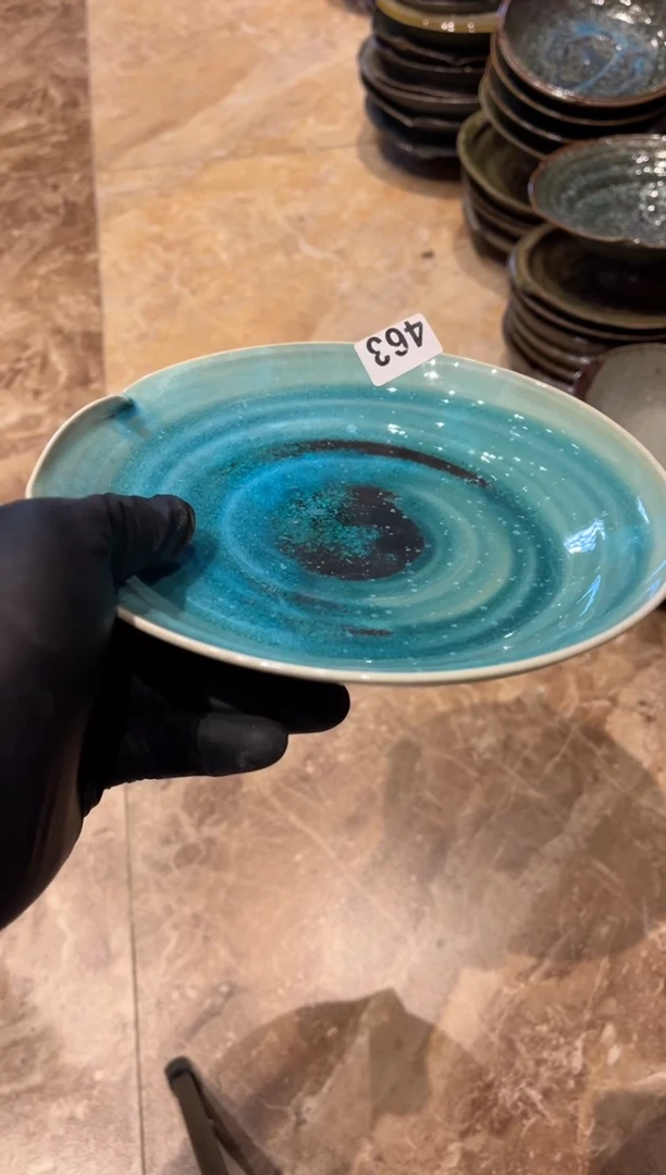 【闪购商品】瓷片463花釉窑变结晶手工盘