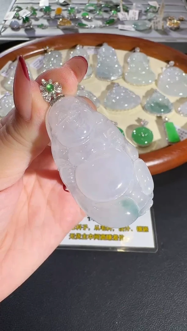 翡翠18K金镶嵌吊坠(不含链)【源头工厂】钻石镶嵌