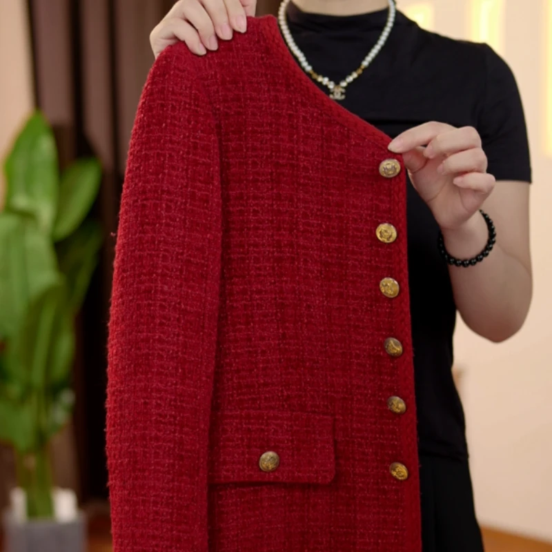 X23900【高品质】短款法式高级感粗花小香风外衣-萌萌