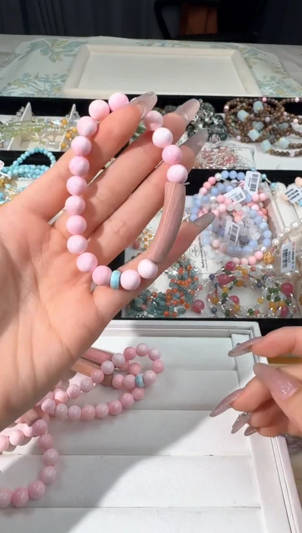 水晶手链未镶嵌O013粉贝木头半镯款