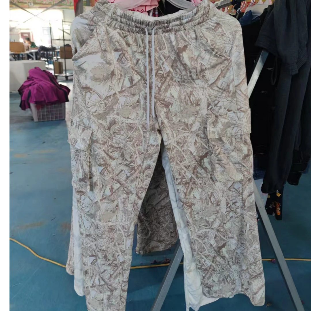 清仓处理宽松加长长裤秋冬多口袋薄绒款美式休闲