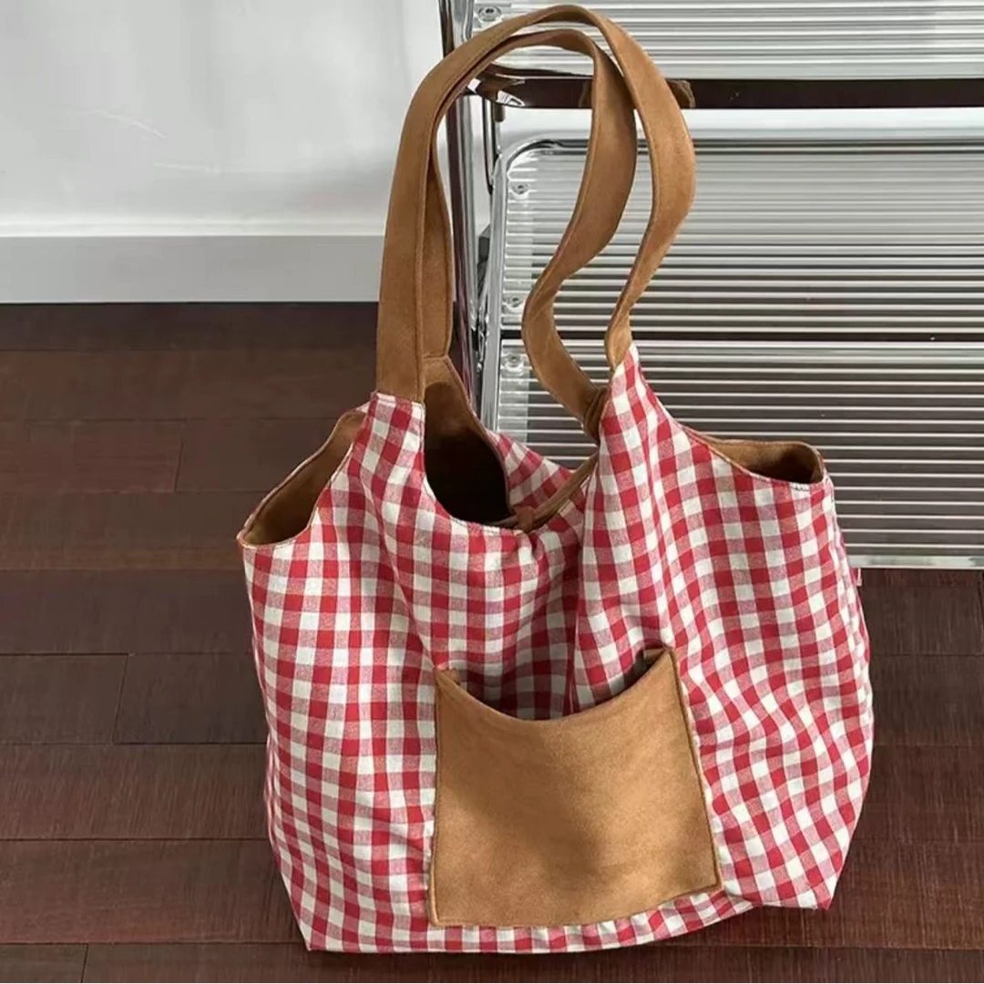 包包女式2025新款条纹双面包帆布袋韩慵懒风托特包大容量单肩