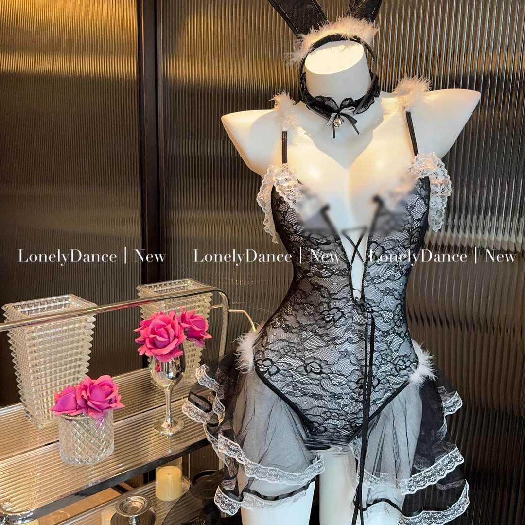 晚安闪闪~兔子小宝·毛球尾巴*蓬蓬裙蕾丝拼接纯欲风万圣节连衣裙