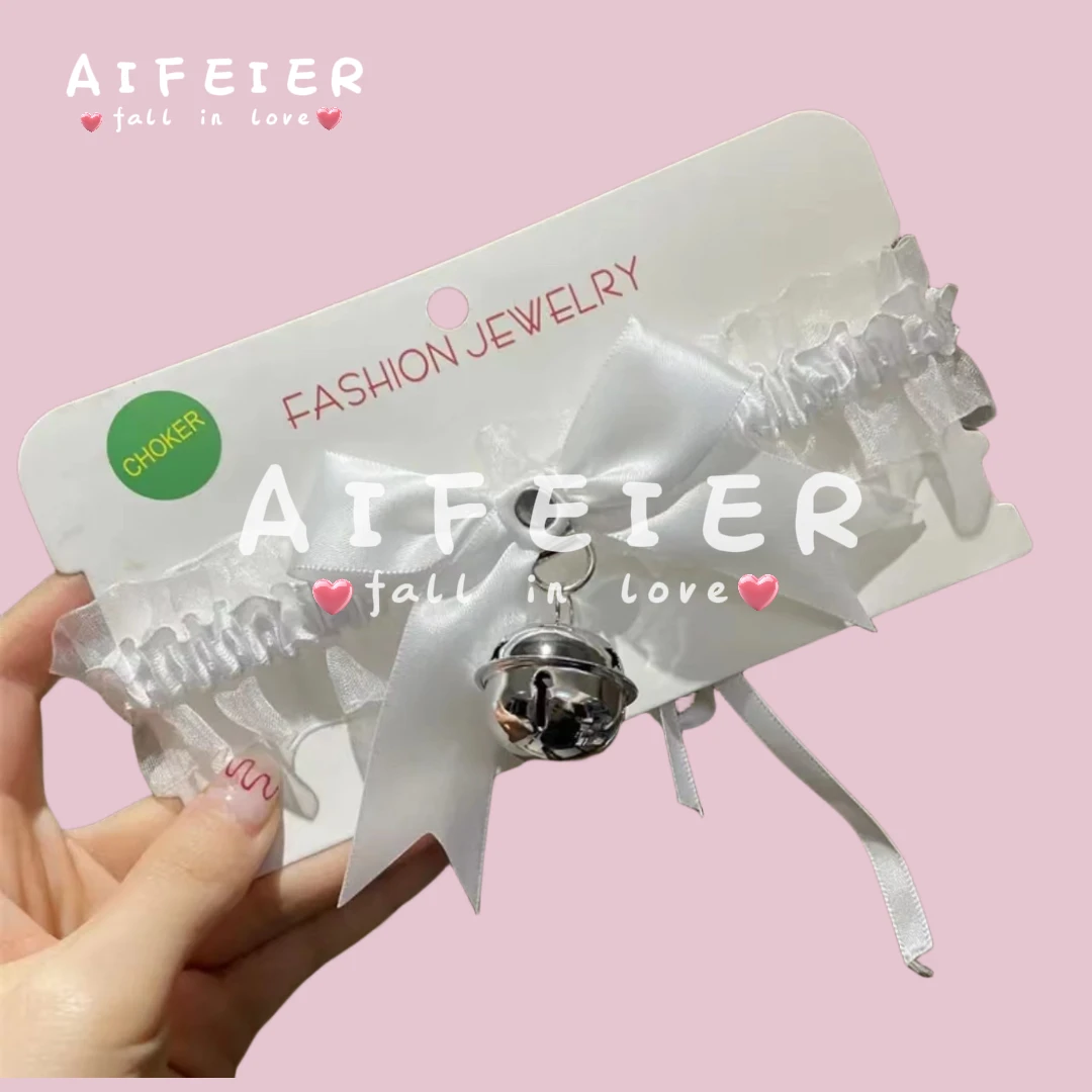 AIFEIER[天使铃]蕾丝绑带大铃铛女神项圈蝴蝶结领结性感浪漫