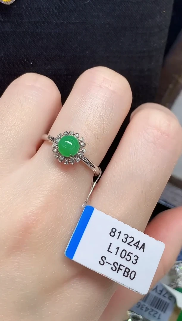 18K金镶嵌戒指翡翠L1053多样性发其一
