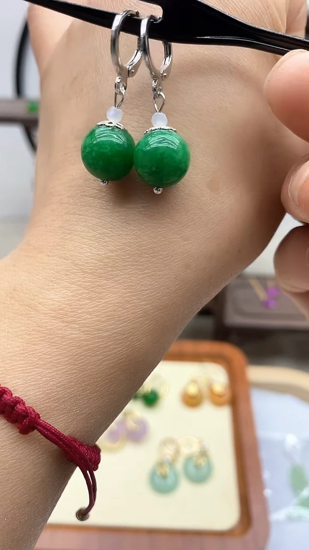 玛瑙/玉髓耳饰银S925镶嵌197