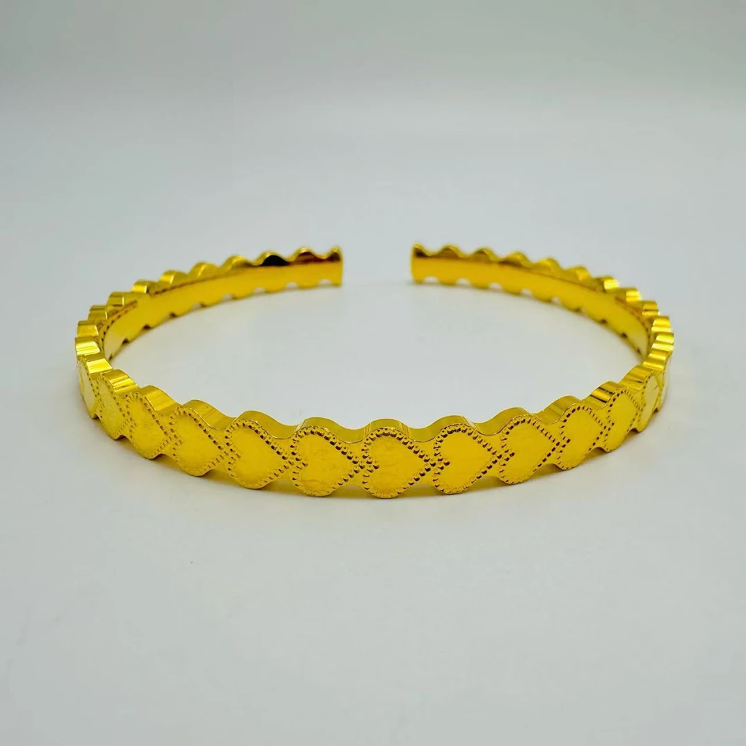 足银手镯 心心相印手镯  时尚大气实心