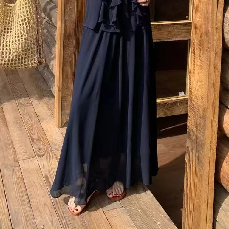 8351号13879#百搭弹力腰休闲显瘦纯色半身裙（带里衬无口袋）（预）