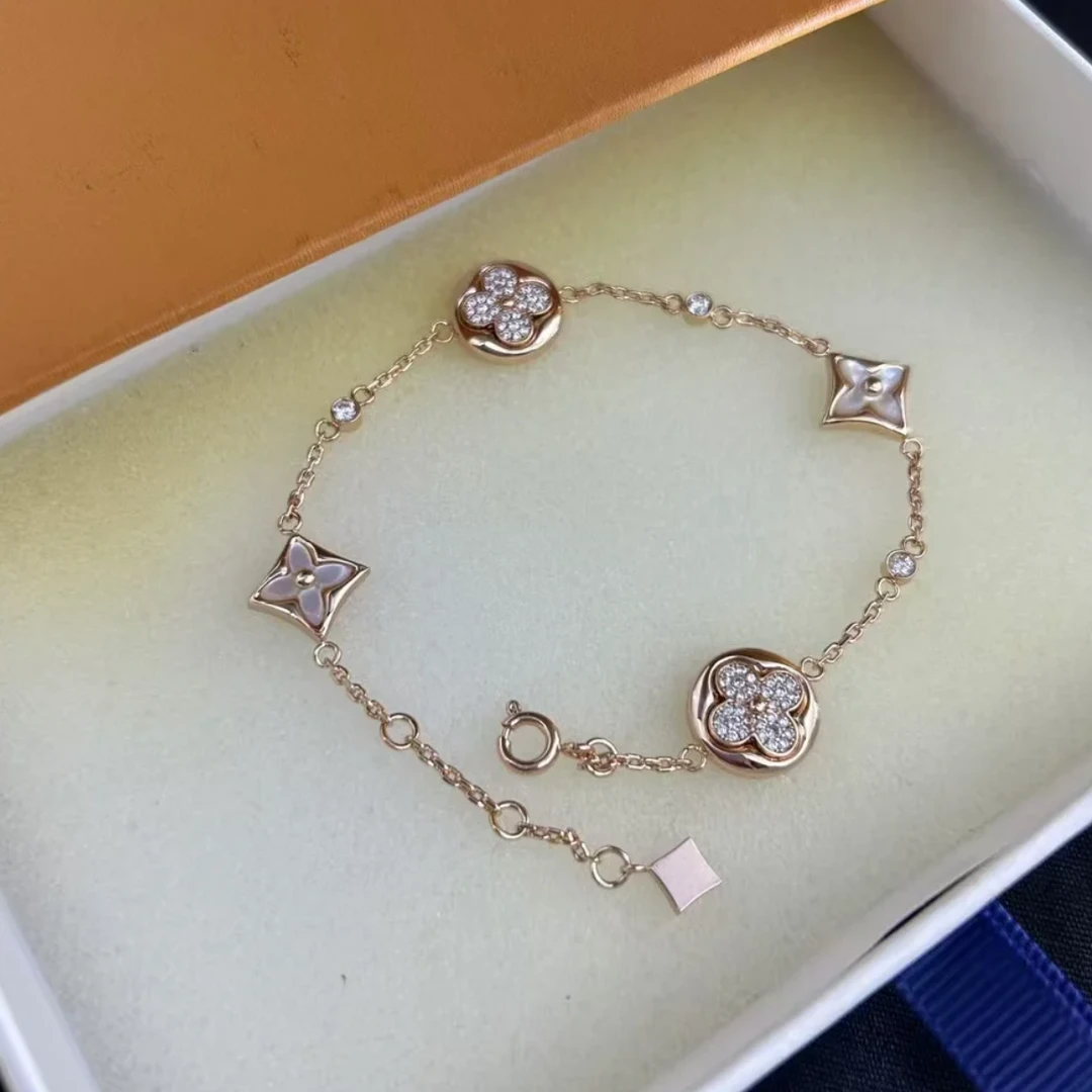 铜合金锆石手链 圆形菱形小花镶钻手链