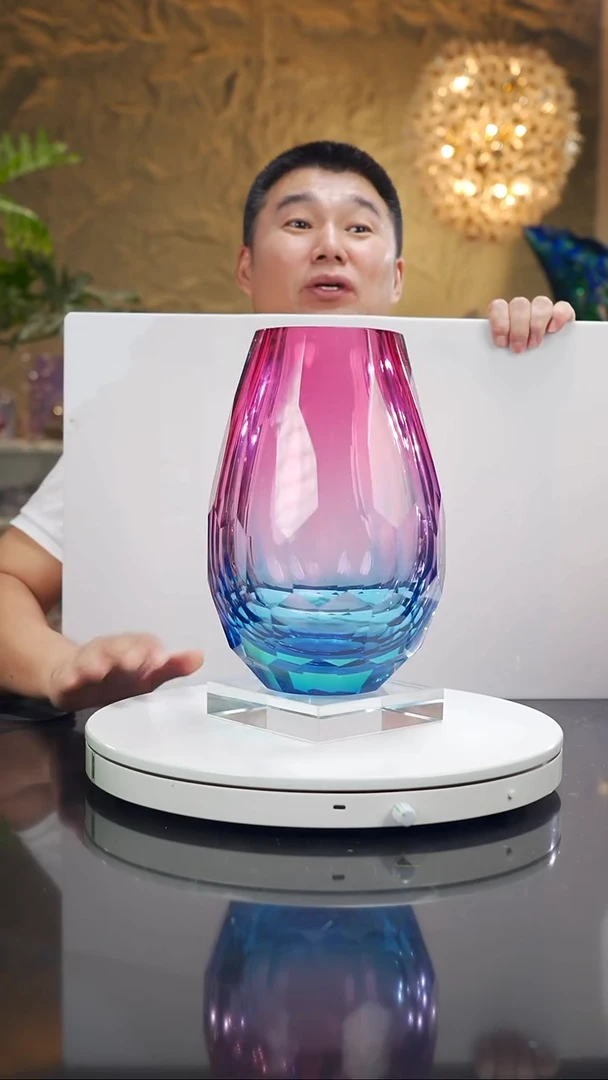 摆件福利金红蓝切面花瓶