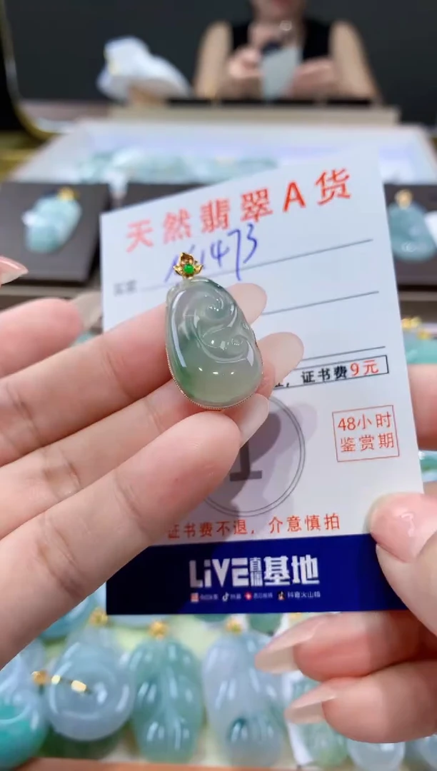 颈饰18K金镶嵌翡翠天然缅甸a货翡翠