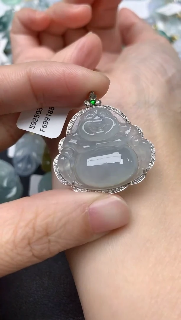 颈饰18K金镶嵌翡翠天然缅甸A货翡翠