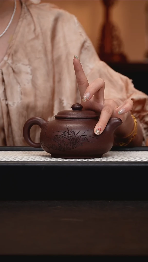 茶壶紫砂CYP11润珠紫泥420CC