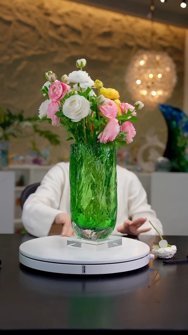 手工艺品琉璃高级翡翠绿琉璃花瓶