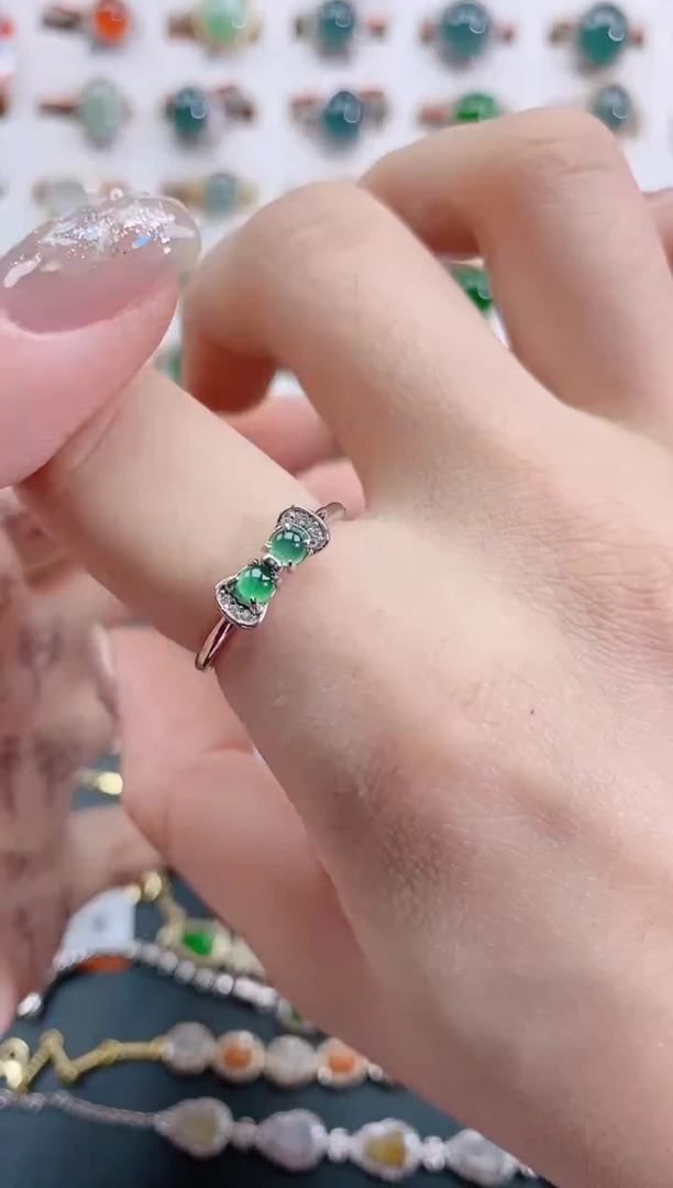 银S925镶嵌戒指翡翠天然翡翠