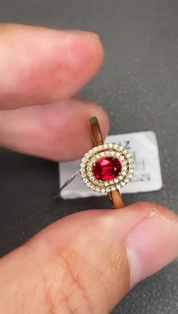 18K金镶嵌戒指红宝石0.5ct/无烧鸽血红/强荧光/清货专场价