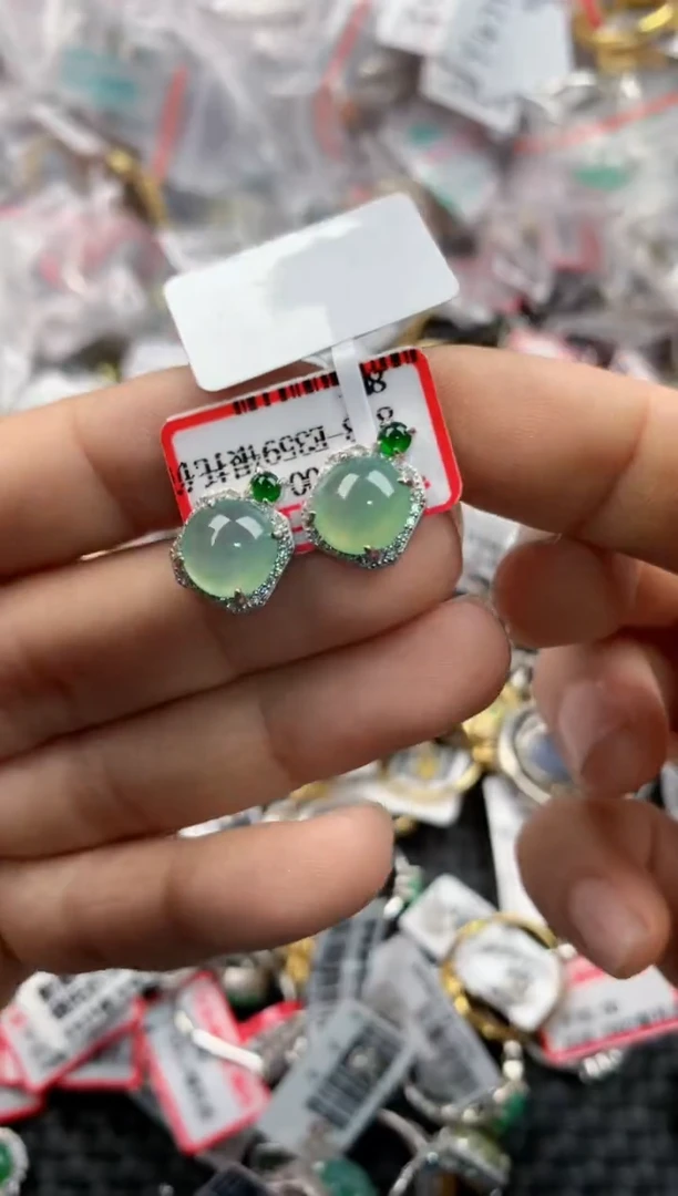 银S925镶嵌戒指翡翠6666----5