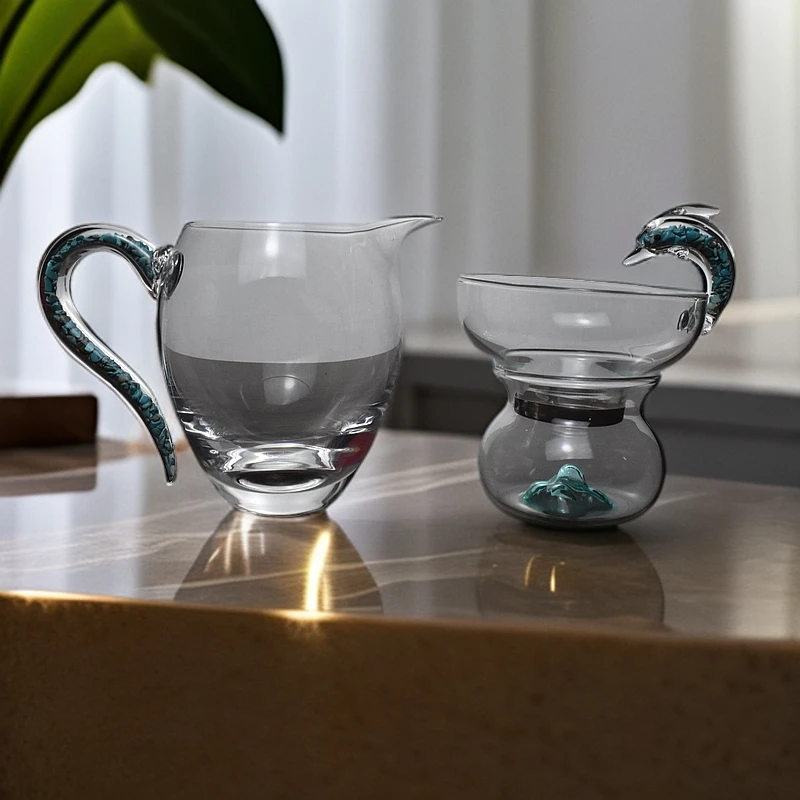 玻璃茶具公杯过滤器手工水晶公道杯茶漏杯茶道1-2人茶漏一体