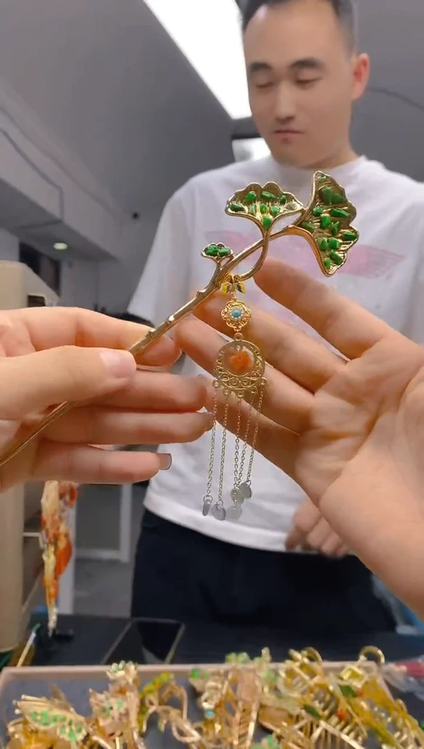 【闪购商品】翡翠耳饰合金74翡翠发簪