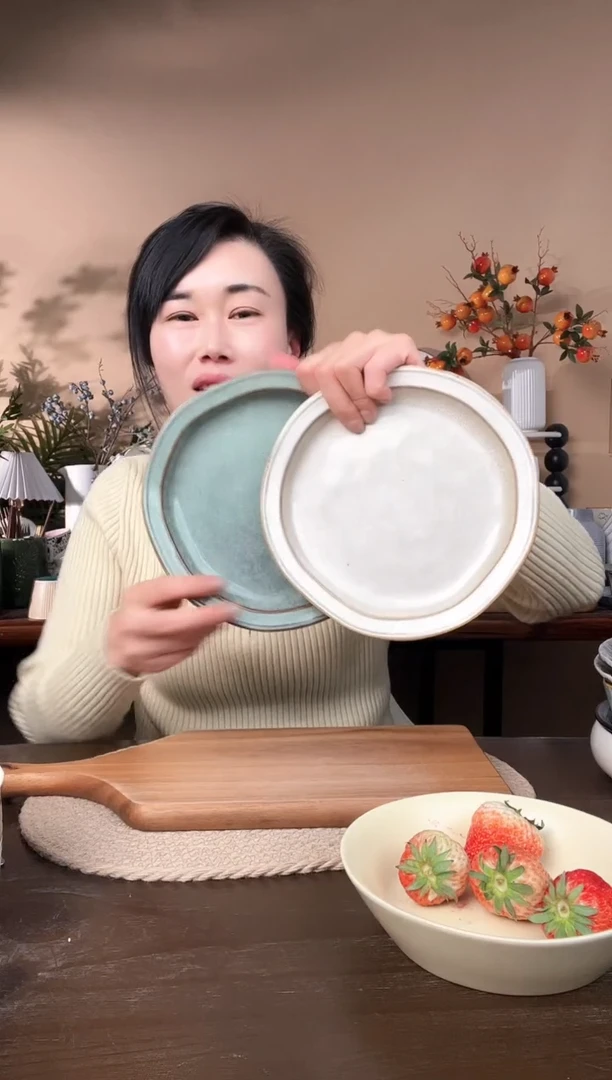 【闪购商品】瓷片8英寸异形窑变盘2只微瑕