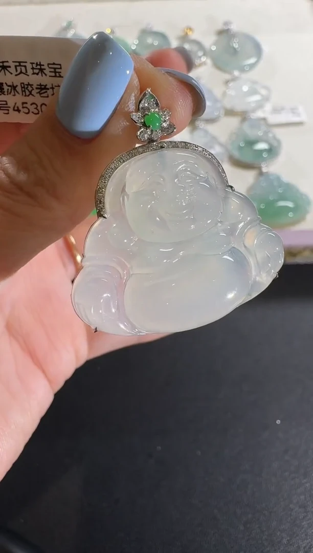 【闪购商品】翡翠吊坠(不含链)18K金镶嵌【源头工厂】钻石镶嵌