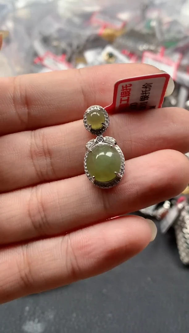 银S925镶嵌戒指翡翠天然A货缅甸翡翠