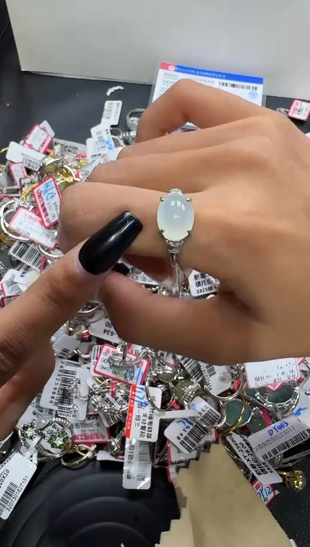 翡翠戒指银S925镶嵌戒指522