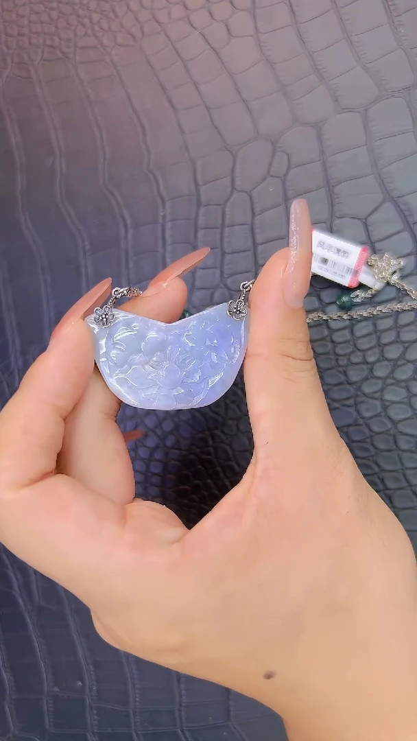 翡翠未镶嵌颈饰翡翠元宝小花吊坠