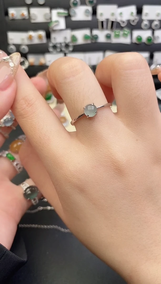 银S925镶嵌戒指翡翠0