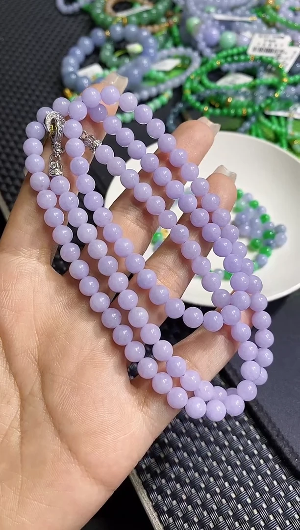 散珠翡翠卡5.9红春紫项链