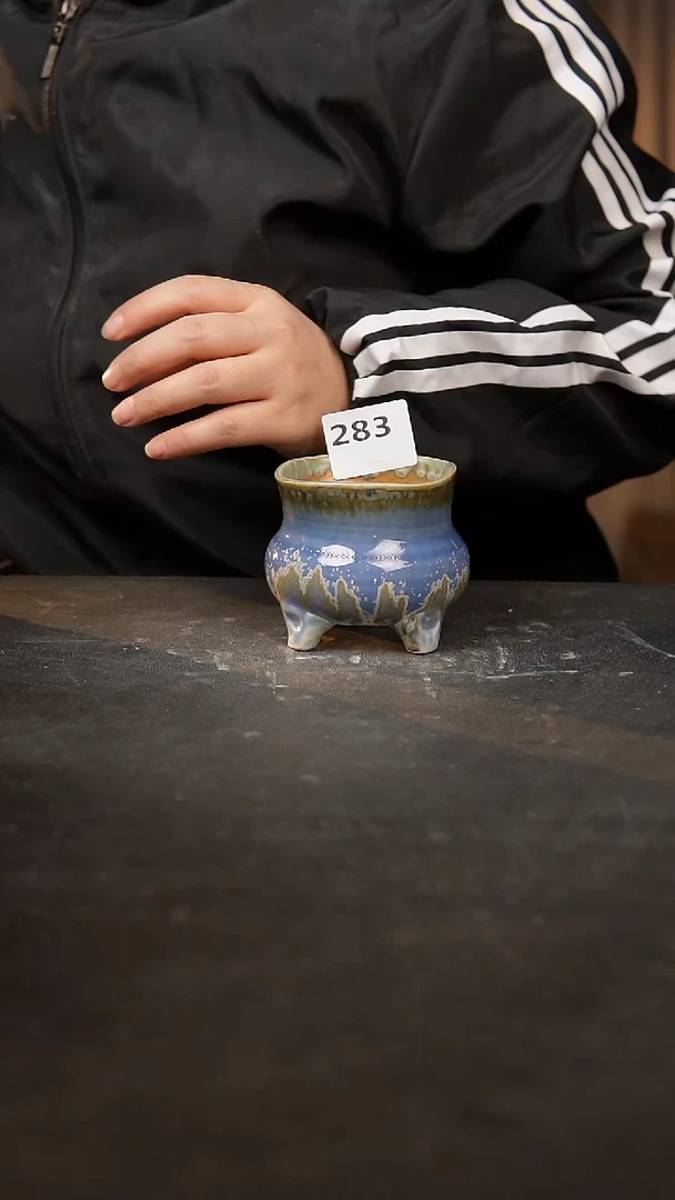 【闪购商品】瓷片283泥泥手工花盆口8高8