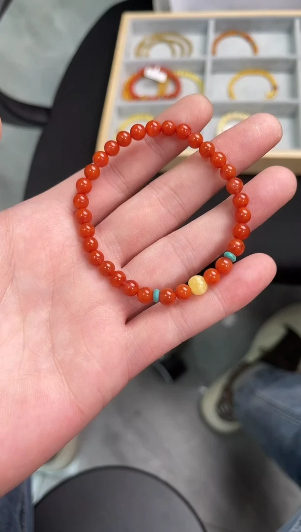 【闪购商品】南红玛瑙手串未镶嵌南红单圈蜜蜡QF-A297（多样性发一）