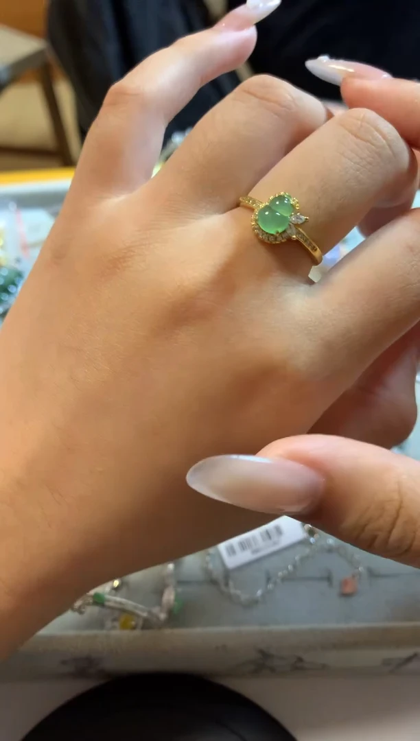 银S925镶嵌戒指翡翠草****檬1