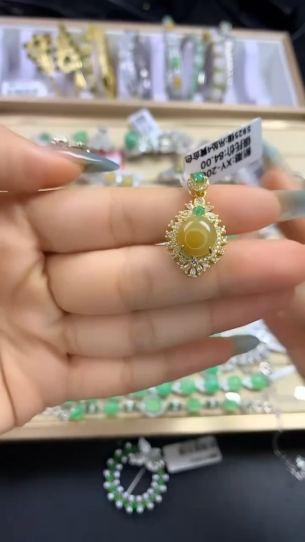 翡翠戒指银S925镶嵌翡翠 蛋面 银S925镶嵌