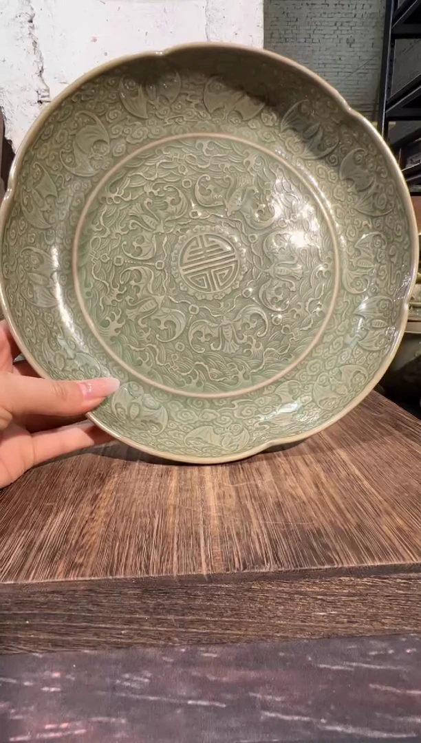 微瑕耀州窑百福盘