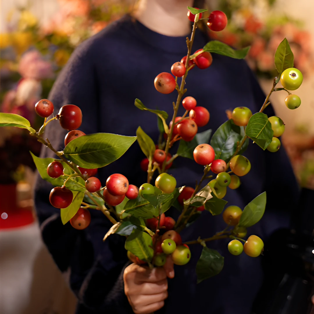 （平安果）小苹果 仿真花 海棠果 餐桌花 手感花 仿真花